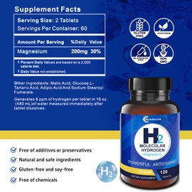 Hywebvctok Hywebrvctok Hydrogen Water Tablets, 8 PPM Hydrogen Tablets for Drinking Water, H2 Molecular Hydrogen with Magnesium for Brain Health,Cognitive & Energy, 120 Counts