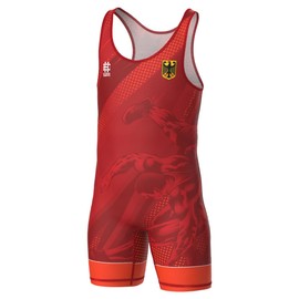 Extreme Hobby - Kids German National Team Ringer Jersey Professional Ringer Suit Wrestling Clothing Ringer Shirt Kids Wrestling Singlet Red Size 164