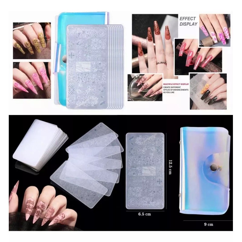 Estampas Sello Uñas 12 Sellos Uñas Decoración:10 Placas Uñas,estampador,raspador