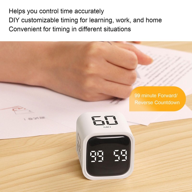QANYEGN Digital Cube Desk Timer, Fast Charging Rotation Timer Clock,