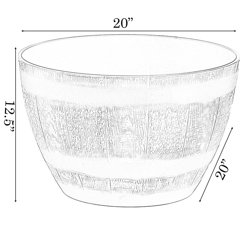 Brown Outdoor Rustic Half Barrel Flower Garden Planter Bowl, Plastic,