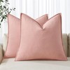 MIULEE Decorative Linen Pillow Covers 18x18 Inch Pink ​Boho Farmhouse​