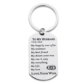 Anniversary Wedding Gifts for Husband Birthday Christmas Gifts from Wife to Husband Gifts Keychain Christmas Gift Husband Keychain from Wife Mens I Love You Gifts for Him Husband Hubby Key Chain