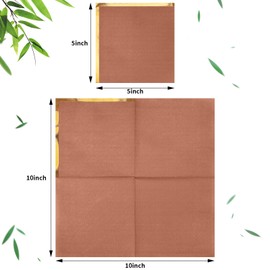 Fulmoon 100 Pack 2 Ply Cocktail Napkins Paper Gold Foil Trim Edge Beverage Dessert Disposable Paper Napkins Dinner Baby Shower Wedding Birthday Party Tableware Decorations, 5 x 5 Inches(Terracotta)