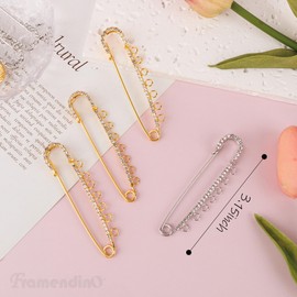 Framendino, 10 Pack Safety Pins Metal Brooch Pin Heavy Duty with 7 Loops for DIY Crafts Sewing Clothes