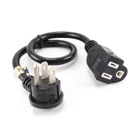 CablesOnline 12in Flat Plug Power Extension Cord/Cable, NEMA 5-15P to 5-15R (PC-S0412)