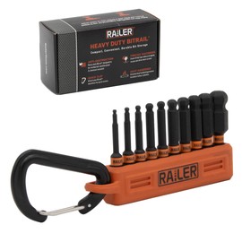 Ball End Hex Bit Set - Railer 2 Inch Impact Driver 10pc Ball-End Metric Hex Bit Set With A Bit Holder & Carabiner. Premium S2 Steel, Ideal For Furniture Screws