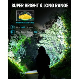 TEQDOT LED Flashlights 2 Pack 1000 Lumens Type-C Rechargeable Mini Flashlight Zoomable Waterproof 3 Modes Super Bright Small Pocket-Sized EDC Flash Light with Belt Clip for Camping and Emergency Use