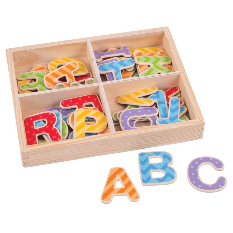 Bigjigs Toys Educational Wooden Magnetic Letters - Uppercase
