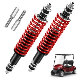 Cartalia Golf Cart Shocks with Heavy Duty Coil Springs for 1994+ EZGO TXT/Medalist G&E Model, Replace E-Z-GO Front or Rear Absorbers OEM# 70928-G01 76418-G01 Included Extender for Lifted Cart - Red