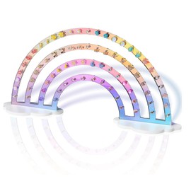 Acrylic Earring Holder, Rainbow Earring Display Stand Organizer, Exquisite Double-Sided Acrylic Earring Organizer Jewelry Rack Display, Iridescent Ear Studs Jewelry Show Rack (Rainbow)