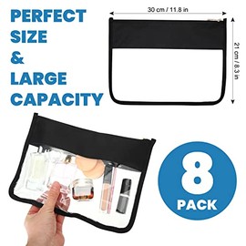 Teling 8 Bolsas de Maquillaje Transparentes de Chenilla Letra DIY Bolsa de Almacenamiento Cosmética Impermeable Portátil con Cremallera de Tela Oxford
