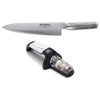 Global Stainless Steel 8-Inch Chef`s Knive with 2-Stage Handheld Knife