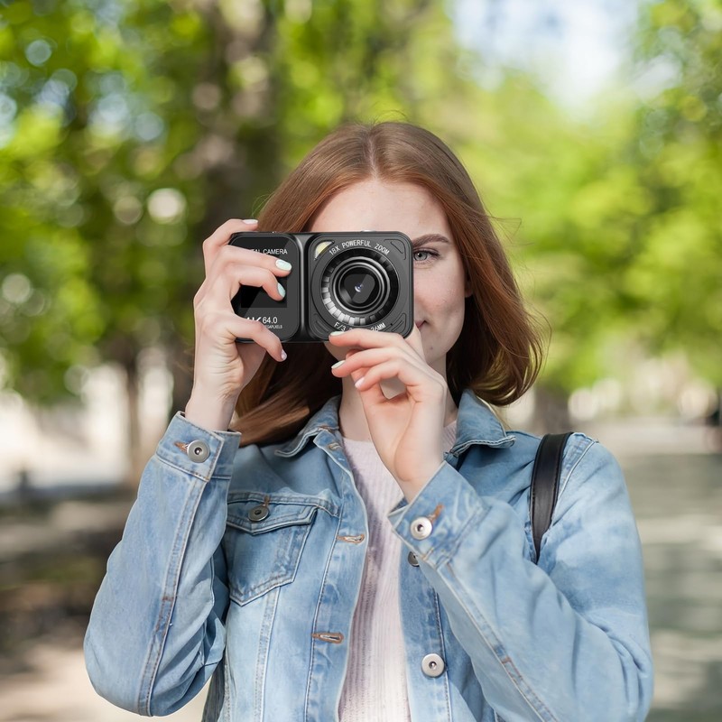 QUOLODOO Digital Camera, 4K 64MP Dual Screens Camera, 18X Zoom,