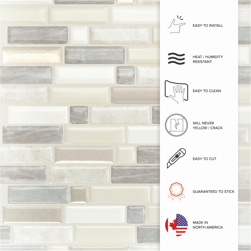 SMART TILES Peel and Stick Backsplash - 5 Sheets of