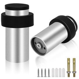 Door Stop, Door Stoppers for Floor, 2 Pack Stainless Steel Door Stops with Rubber Bumper, Wall Mounted Heavy Duty Doorstop, Door Holder for Home Office Commercial (100mm,Silver)