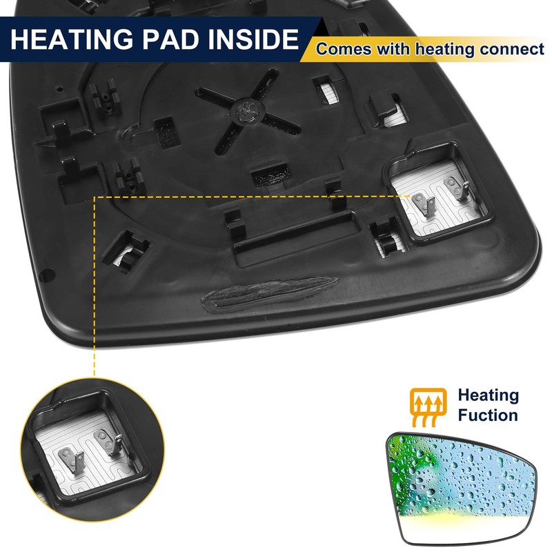 VISMIRROR Car Rearview Right Passenger Side Heated Mirror Glass Replacement