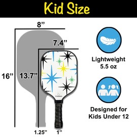 Litakon Premium Youth Pickleball Paddle Set, 2 Fiberglass Kids Paddles with Honeycomb Core, Bundle of Lightweight Fiberglass Rackets for Age 4-12, Backpack, 4 Balls, 2 Kids Rackets