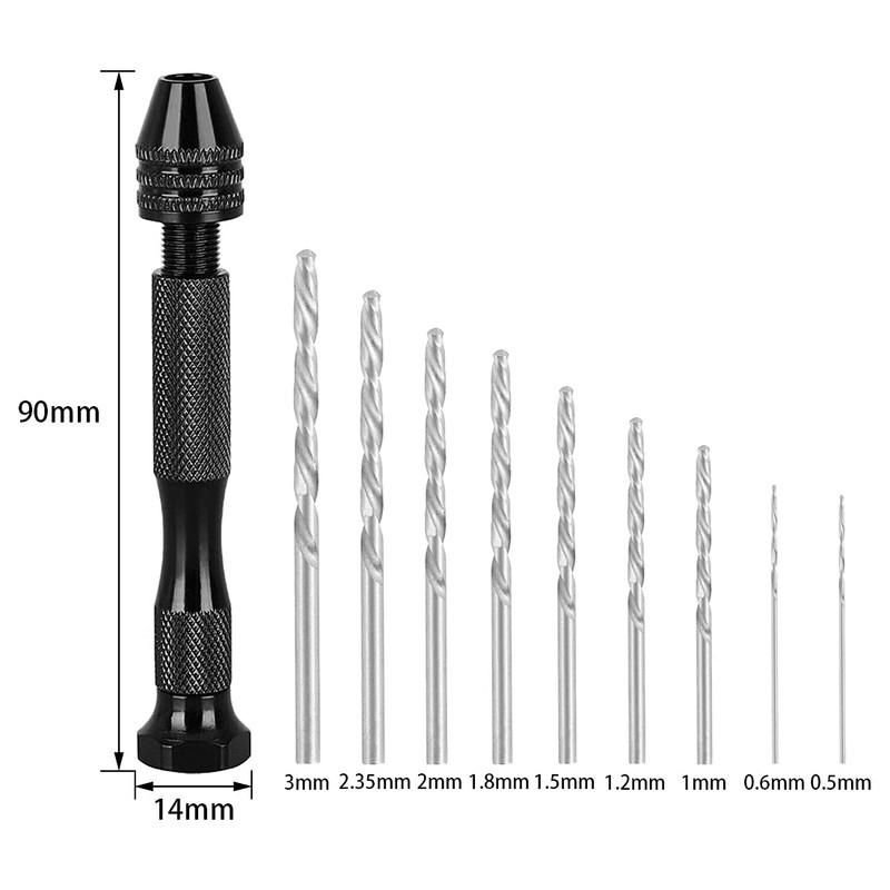 SeonFook Hand Drill, Micro Drill, Drill Bit Set, Stainless Steel,