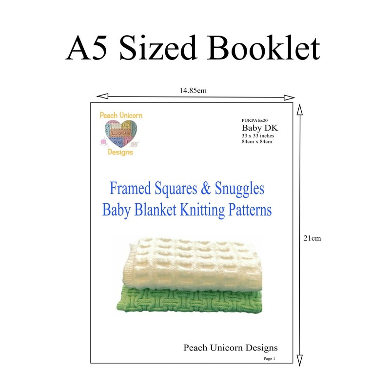 Peach Unicorn Designs Knitting Patterns for Baby Blankets x 2,