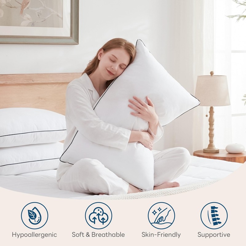 Feather Down Pillows Queen Size Set of 2, Luxury Hotel