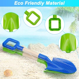 Dilabnba Beach Sand Toys Shovels for Kids Adults, 16'' Jumbo Toddler Garden Beach Sand Spade Shovels for Digging Snow, Plastic Garden Sandbox Toy Set with Long Wooden Handled(2PCS)