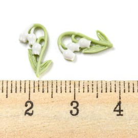 LiQunSweet 1000 Pcs Luminous Resin Decoden Flatback Flower Charms Cabochons Nohole Lily of The Valley Charm for DIY Crafting Scrapbooking