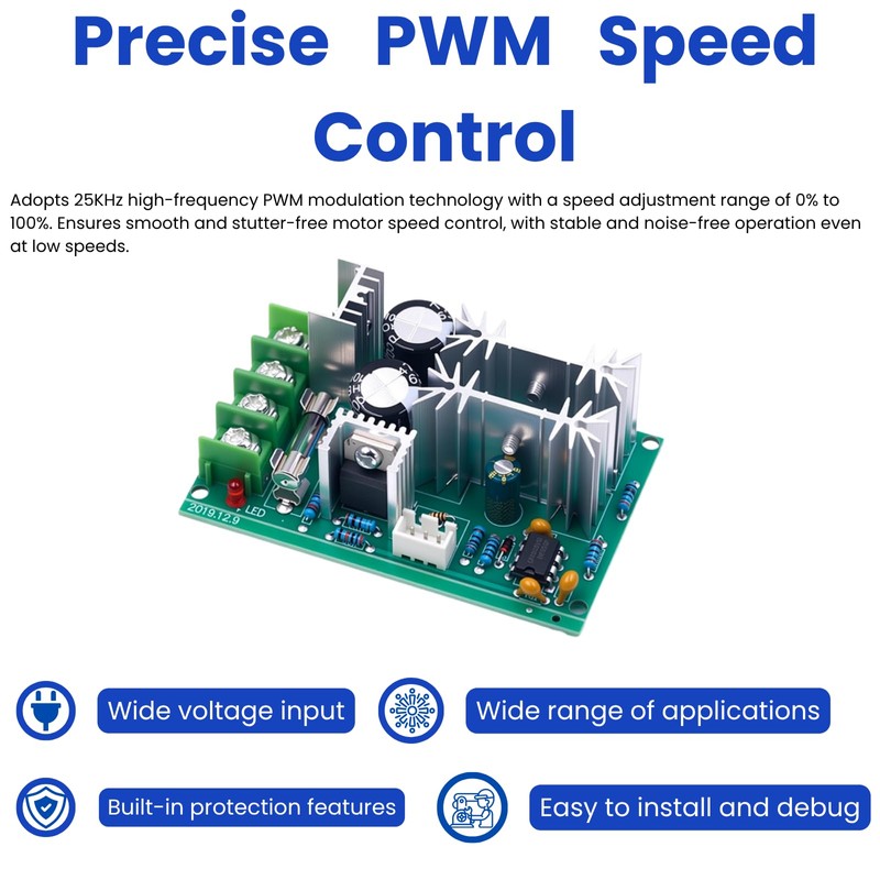 LAOMAO PWM DC Motor Control Unit, DC 10-60V 20A Continuous