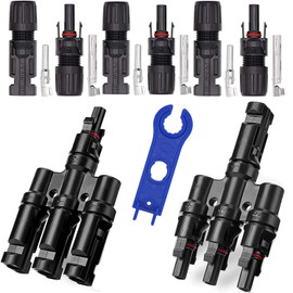 RUNCCI-YUN 1 Pair T-Type (1 to 3) Style Branch Connector, 3 Pairs Connector, Photovoltaic Connector, Solar Panel Cable Connectors for Solar Cell Panels, Inverter Solar Panel Photovoltaic System
