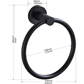 WALLERRY 2 Pack Black Towel Ring Hand Towel Holder for Bathroom Hand Towel Racks Wall Mount Bathroom Hardware Simple Round Towel Hanger SUS 304 Stainless Steel, Matte Black