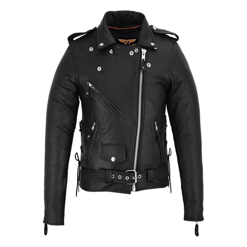 GARGOYLE BELLS Womens Motorcycle Jacket Classic Cowhide Leather Jacket with