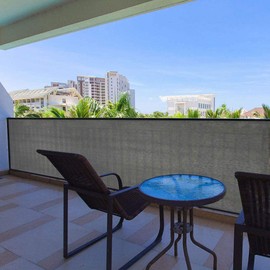 Balcony Privacy Screen Cover 90x500cm,Garden Screens with Cable Ties,Garden Privacy & Protective Screens Weatherproof UV Protection Windscreen for Outdoor Deck-Grey