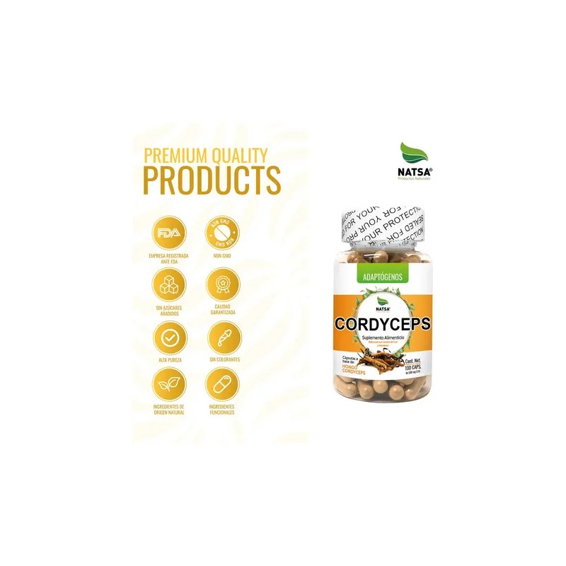 Cordyceps Adaptogeno, 200 Cápsulas (2 Frascos 100 Cap C/u) Sabor