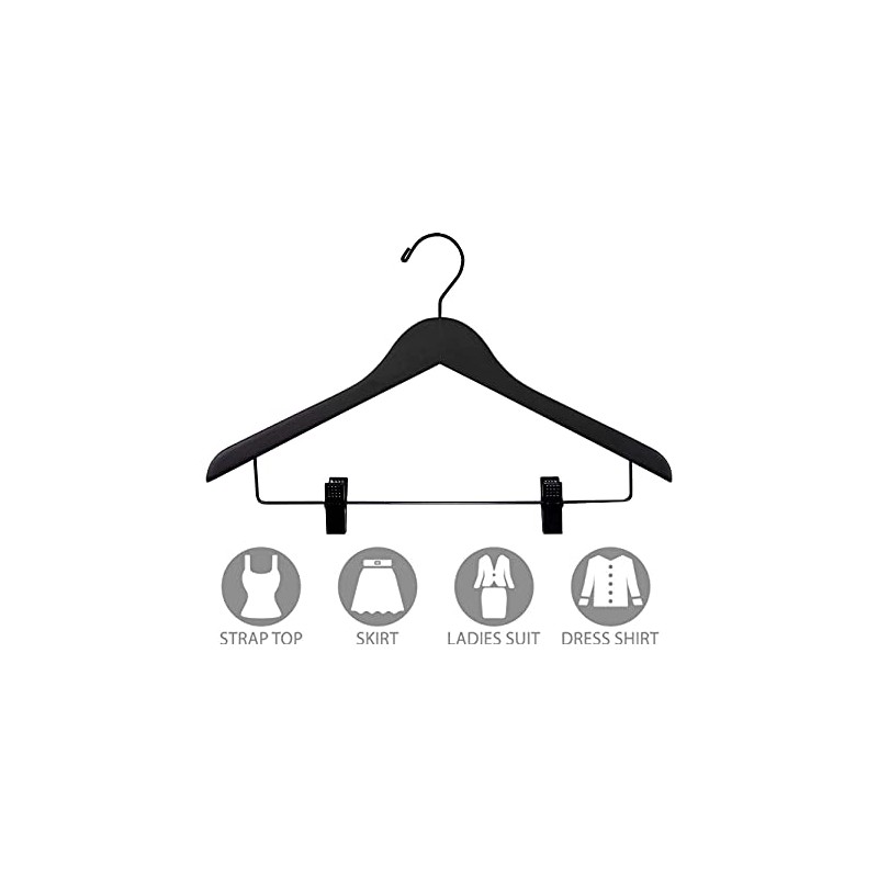 Quality Wooden Skirt Hangers 50 Pack, Solid Wood Pant Hanger