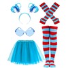 ChristmaxStore 5PCS Women's Blue Tulle Tutu Costume Set Includes Tutu