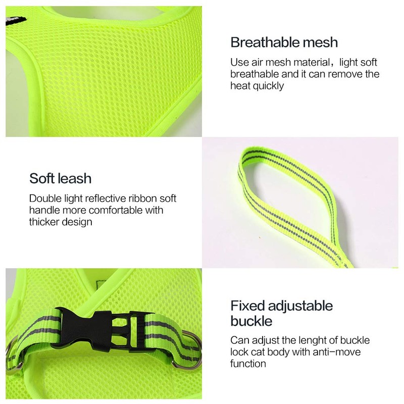 Evel Cat Harness and Leash, Ultra-Light, Escape-Proof, Adjustable, Soft Mesh