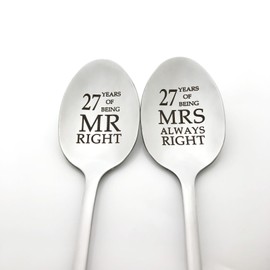 27th Anniversary Spoon Gifts for Couples 27 Year Wedding Anniversary Present for Husband Wife Parents 27th Anniversary Spoon Gift for Him Her 27 Years Marriage Gift