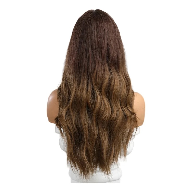 Pelucas Mujer Dama Cabello Naturales Larga Onduladas Marrón