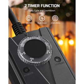 DEWENWILS Outdoor Light Timer for Christmas Waterproof, Plug in Timer Switch, Electrical Outlets for Holiday Decoration Lights, String Lights, 15A 1/2HP UL Listed