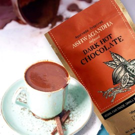 Elements Truffles Ashwagandha Infused Dark Hot Chocolate - All-Natural, Handmade, Small-Batch Dark Hot Chocolate Mix With Ecuadorian, Fair Trade, Organic Cacao Powder - Vegan Hot Cocoa Mix - 8 Ounces