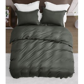 Sterling Creek 100% Tencel Lyocell Duvet Cover Set King Size 3-Piece Set - Luxury Soft Breathable Silky Smooth Cooling Comforter Cover with Button Closure for Hot Sleepers (King, Slate Gray)