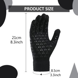 ZYHUI Touch Screen Gloves Non Slip Winter Gloves Warm Driving Gloves Elastic Cuffs Knitted Hand Gloves Plush (Black)