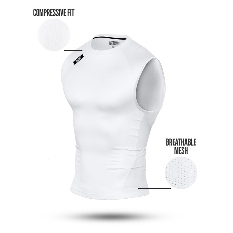 Nxtrnd Men's Compression Tank Top, Sleeveless Compression Shirt (White, Medium)