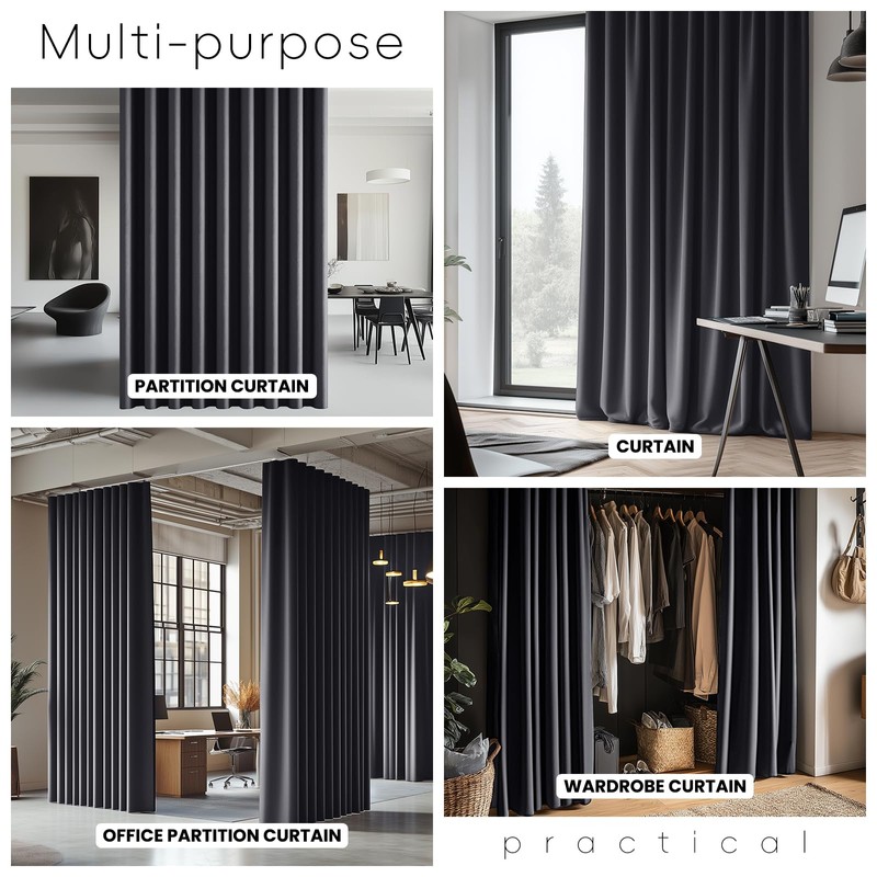 Jilron Room Divider Curtains Ceiling Curtain Track Set for Blackout