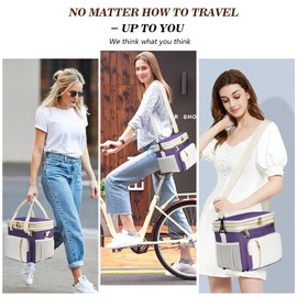 LOKASS Expandable Lunch Box for Women | Adult Lunchbag Cooler Tote Bag with Adjustable Shoulder Strap | Insulated Reusable Womens Lunch Bags for Work Camping Beach | 16L, Purple