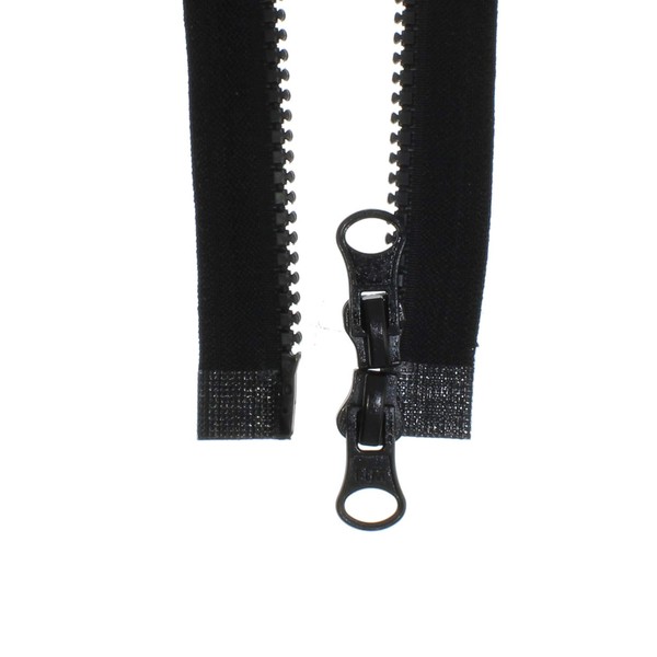 Zip in Black Plastic or Metal Separable or 2 Ways Separable 5 mm or 8 mm (Teeth (5 mm) - 2 Way Separable, 75 cm)