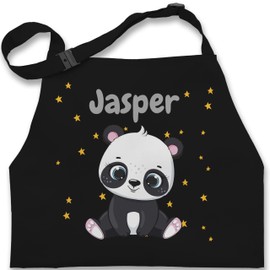 Geschenk mit Namen personalisiert by Shirtracer - Children's apron for boys and girls - cute panda bear, panda bears, 1 black
