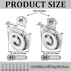 Aienxn 4PCS Closet Door Roller Kit, Sliding Closet Door Hardware Top-Roller with 8 Screws, Smooth and Quiet Sliding Q-112