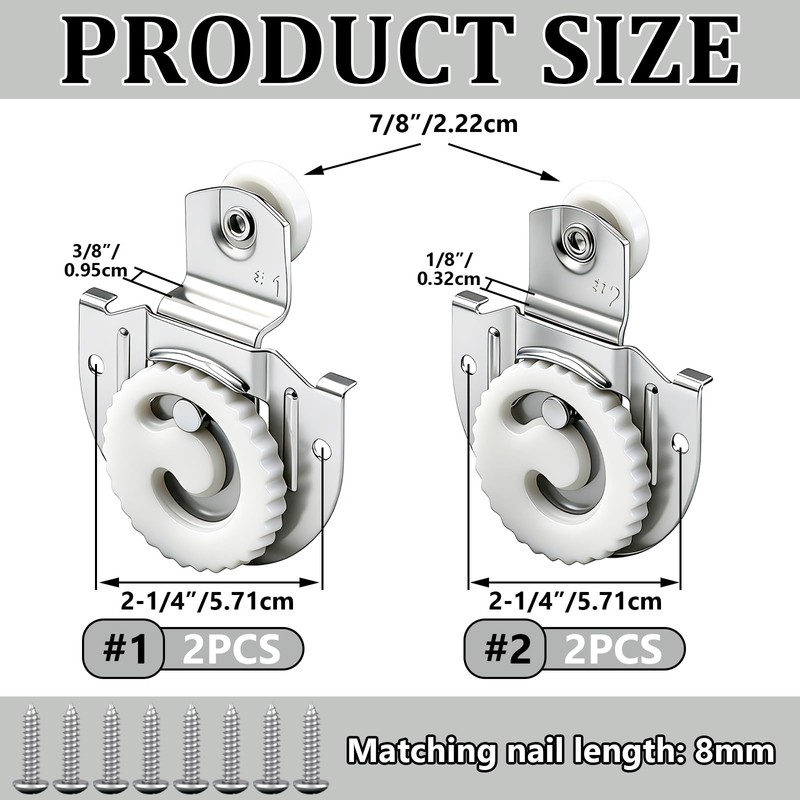Aienxn 4PCS Closet Door Roller Kit, Sliding Closet Door Hardware