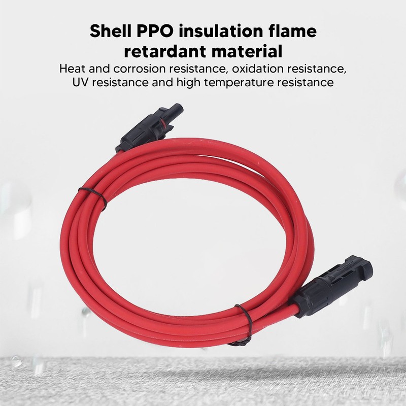 2pcs 12AWG 4mm² Solar Panel Extension Cable Black Red Solar